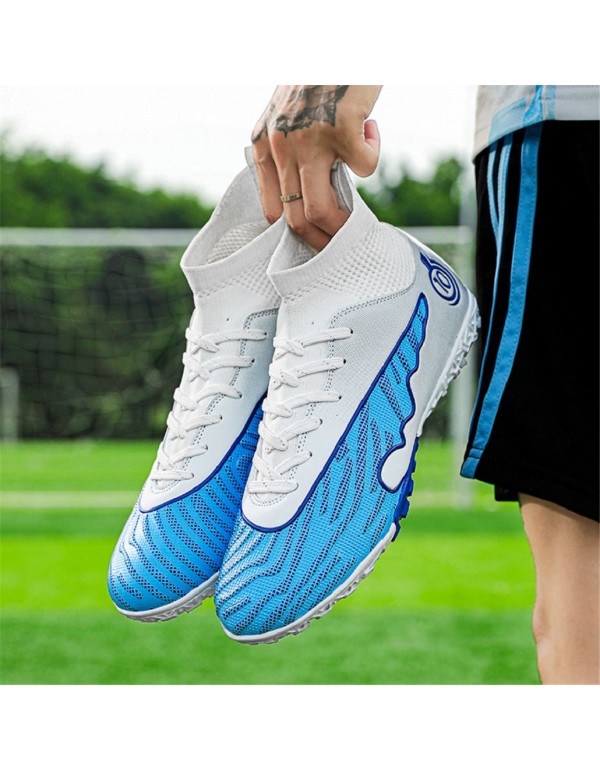 Trendy High Top Elastic Slip On Soccer Cleats With Spike TF White