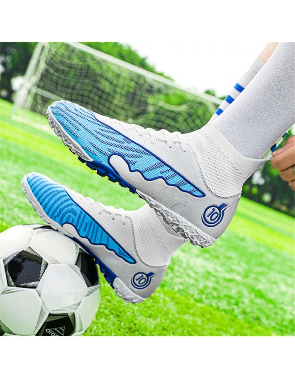 Trendy High Top Elastic Slip On Soccer Cleats With Spike TF White